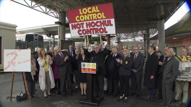 Signs reading "Local control not Hochul control." 