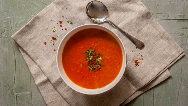 Littlebourne, Kent, England, UK. 30 May 2022. Tomato and lentil soup. 