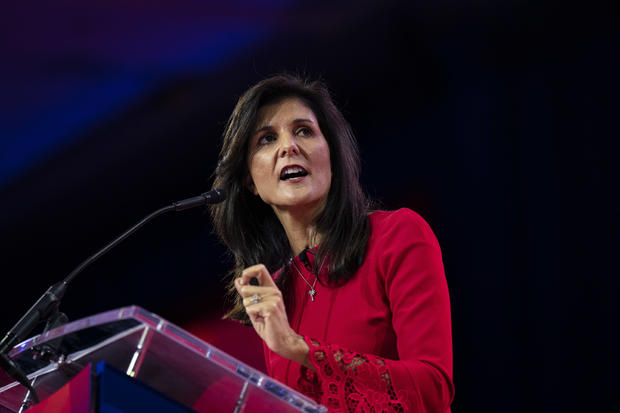 Nikki Haley, former ambassador to the United Nations, speaks during the Conservative Political Action Conference in National Harbor, Maryland, on Friday, March 3, 2023.   