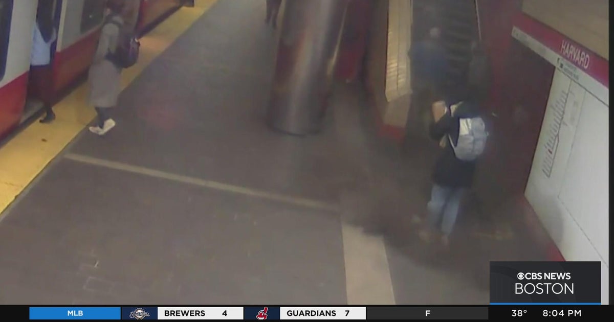 Ceiling tile falls near woman at MBTA station - CBS Boston