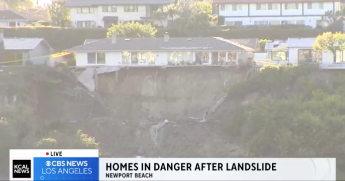 Landslide leaves several homes in danger in Newport Beach CBS Los Angeles