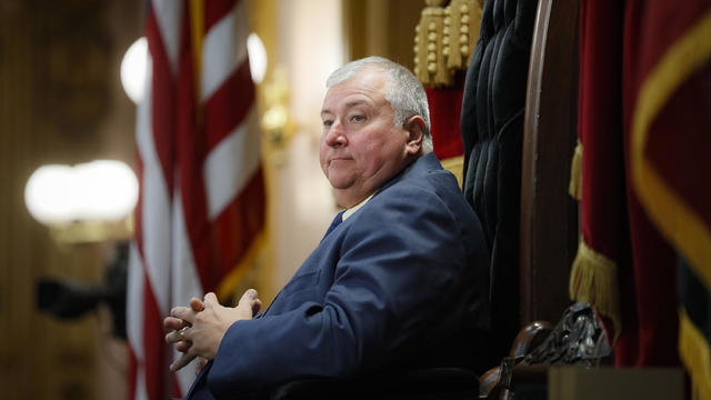 Then-Ohio House Speaker Larry Householder sits at the head of a legislative session in Columbus, Ohio, on Oct. 30, 2019. 
