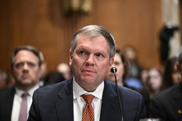 Norfolk Southern CEO Alan Shaw testifies before the Senate Committee on Environment and Public Works on March 9, 2023. 