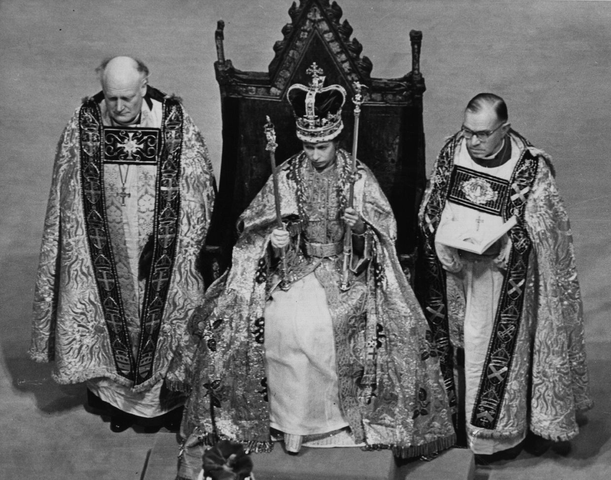Queen Elizabeth II at her coronation in 1953 
