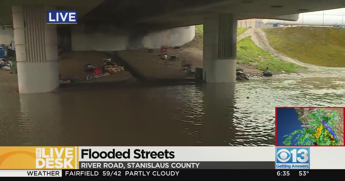 Flooded streets in Stanislaus County