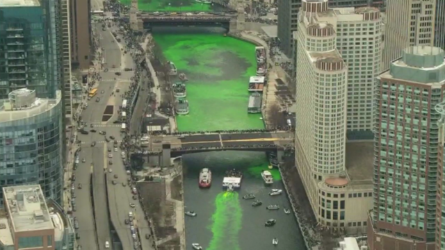 Chicago River dyed green 