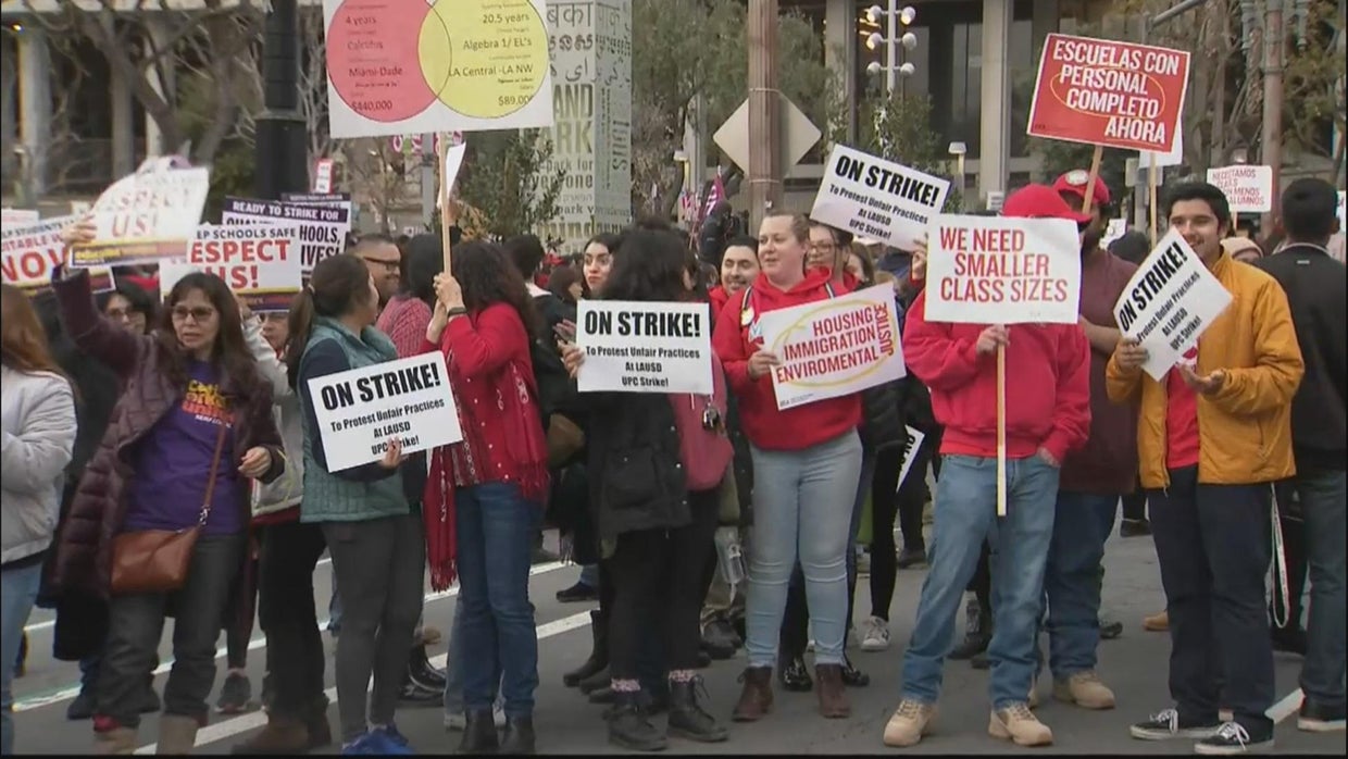LAUSD workers, teachers announce three-day strike - CBS Los Angeles