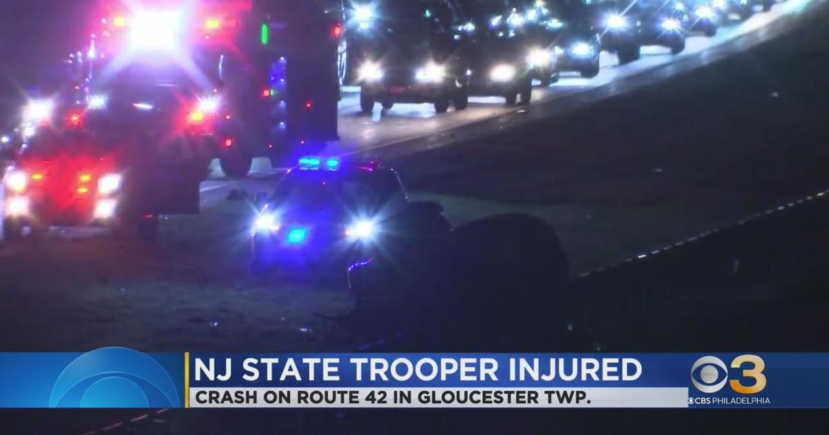 New Jersey State trooper injured in crash on Route 42 in Gloucester Township