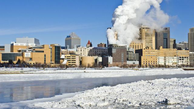 Minnesota, Unique December Jumble Ice on Mississippi River at Saint Paul 