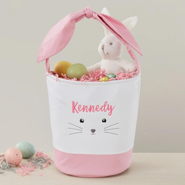 Lovable Bunny Embroidered Easter Basket