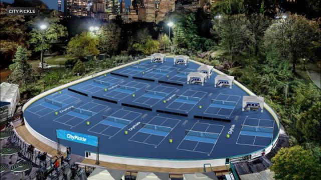 An artist's rendering of pickleball courts at Wollman Rink in Central Park. 