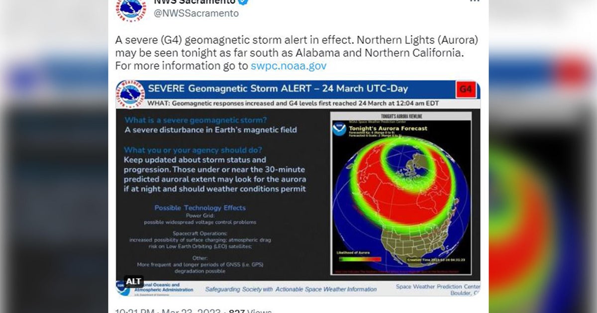NOAA: Severe geomagnetic storm means Northern Lights may be seen as far south as NorCal