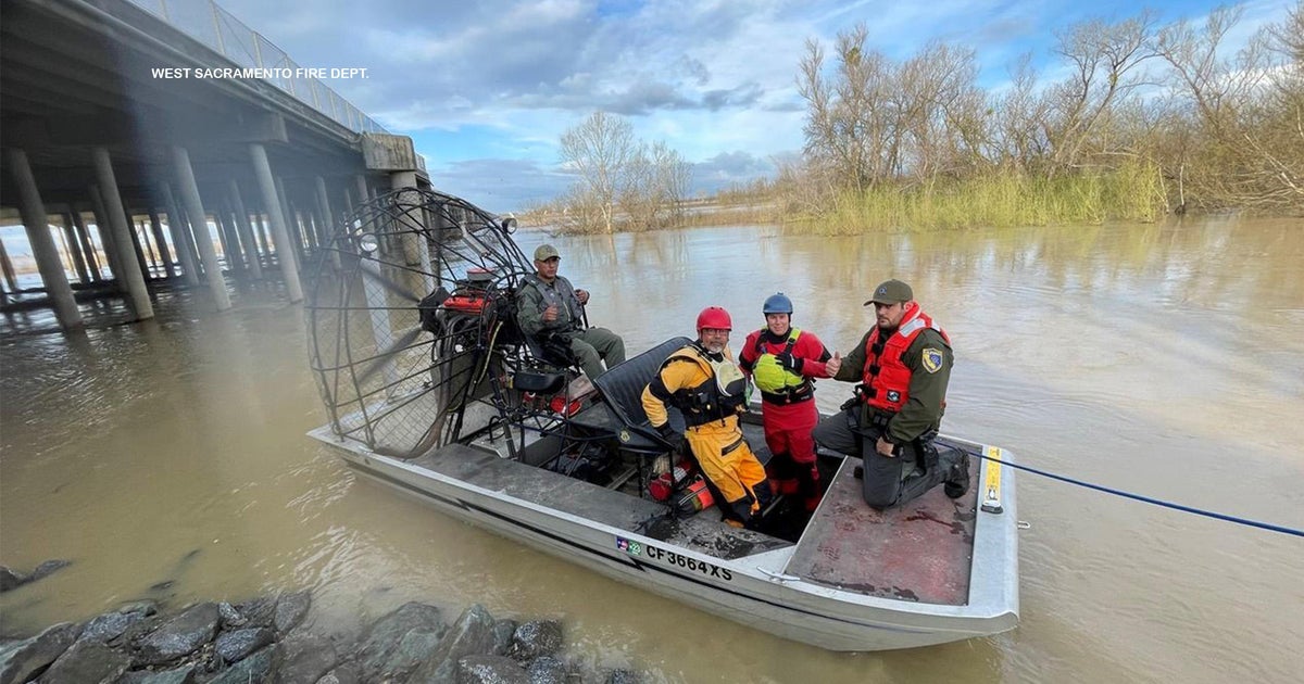 Crews rescue stranded person from flooded Yolo Bypass