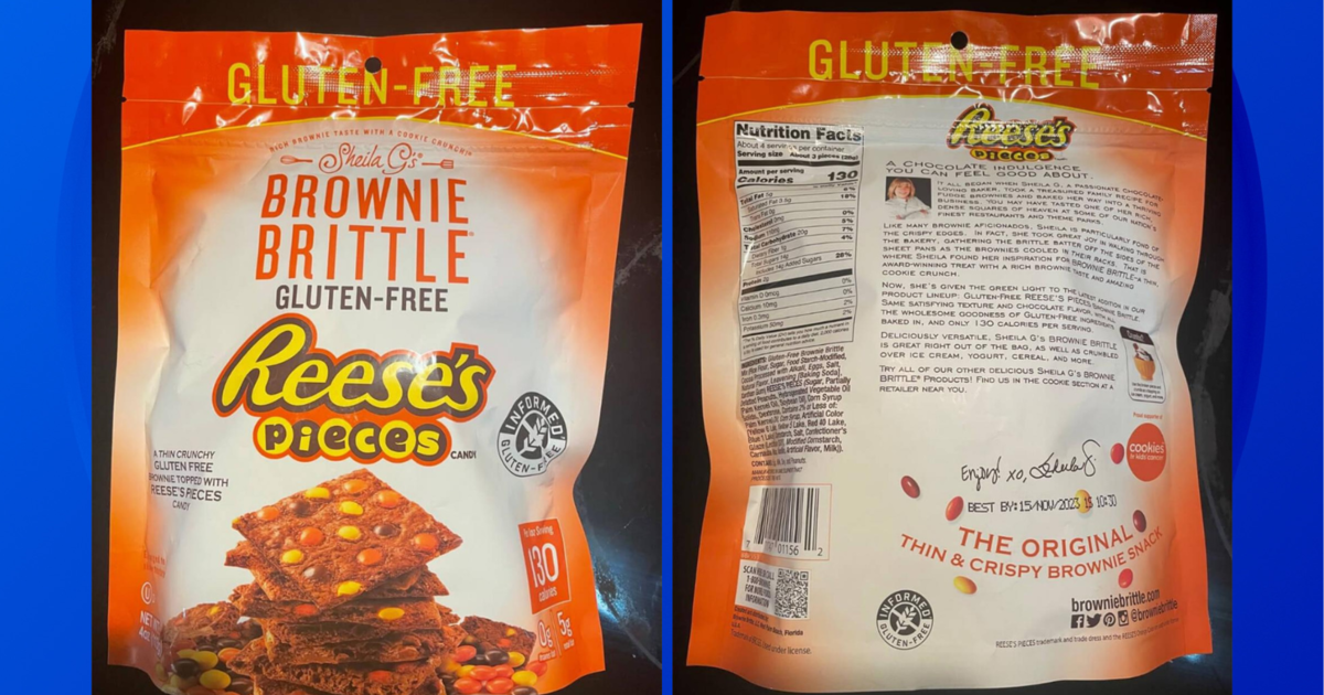 Glutenfree Reese's Pieces Brownie Brittle recalled due to undeclared