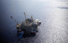 Aerial view of deepwater oil rig 