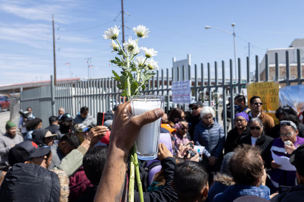 Relatives of migrants who died in a fire in front of the migration building in Ciudad Juarez 