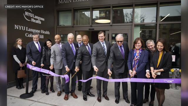 Mayor Eric Adams and other local leaders attended the ribbon-cutting ceremony for the new Joseph S. and Diane H. Steinberg Ambulatory Care Center on March 31, 2023. 