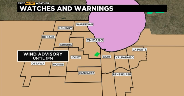 First Alert Weather: Wind Advisory in effect until 1 p.m. - CBS Chicago
