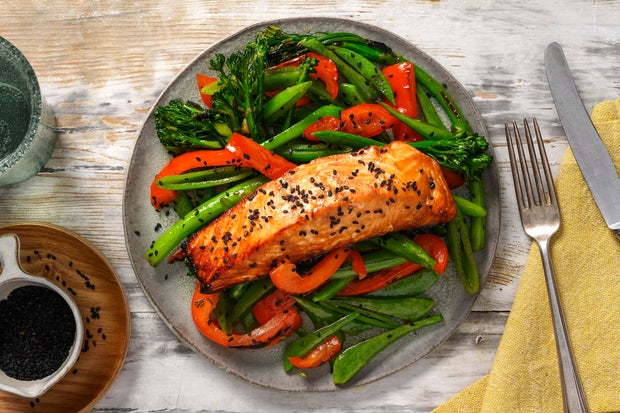 Miso-Glazed Salmon with Stir-Fried Vegetables 