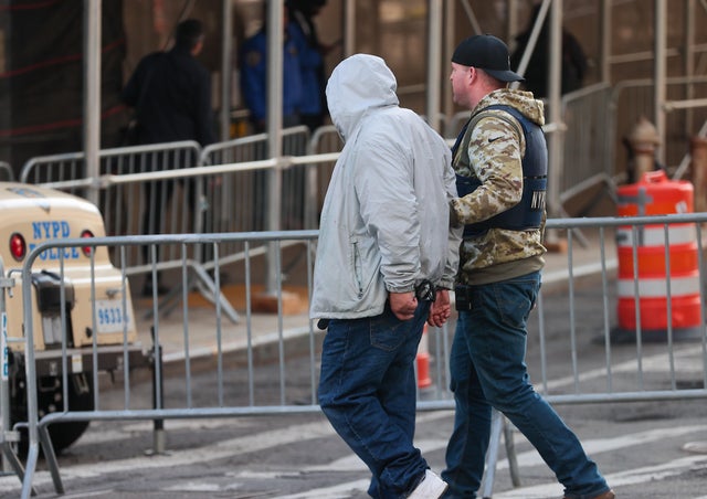 Security measures taken outside Manhattan court ahead of former US President Donald Trump's arraignment 