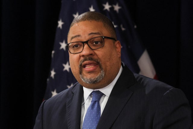 Manhattan District Attorney Alvin Bragg speaks after former President Donald Trump was arraigned at Manhattan Criminal Courthouse on April 4, 2023. 