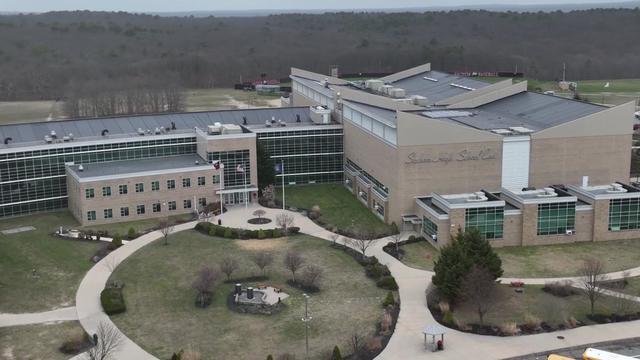 An aerial shot of Sachem East High School. 