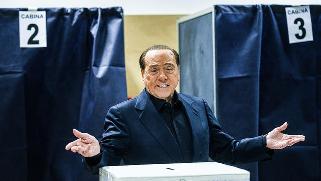 Silvio Berlusconi, Leader of Forza Italia, casts his vote 