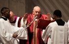 Pope Francis celebrates the Passion Mass on Good Friday inside St. Peter's Basilica on April 7, 2023. 