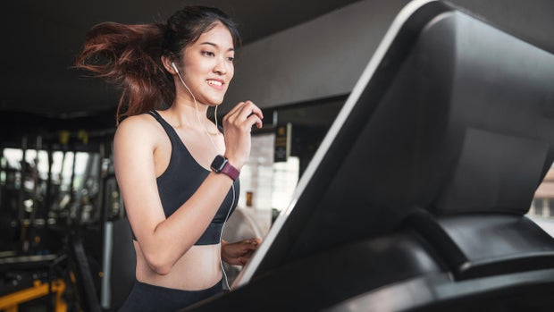 Woman running on a treadmill 