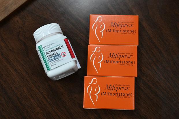 Mifepristone and misoprostol, the two drugs used in a medication abortion, are seen at a clinic in Santa Teresa, New Mexico, on June 17, 2022.  