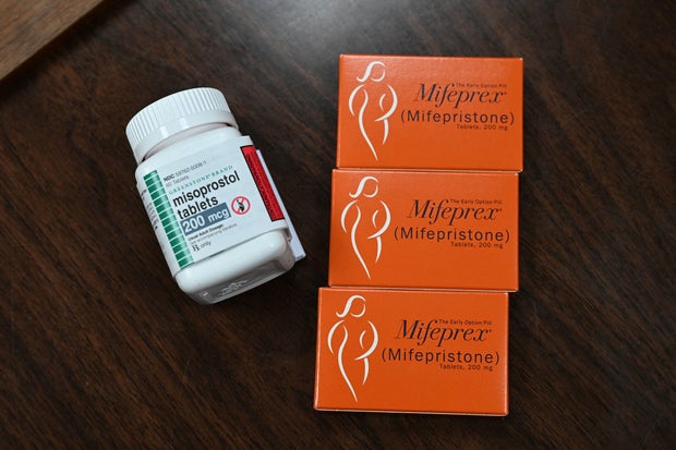 Mifepristone and misoprostol, the two drugs used in a medication abortion, are seen at a clinic in Santa Teresa, New Mexico, on June 17, 2022.