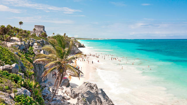 View of Tulum beach, Mexico. 