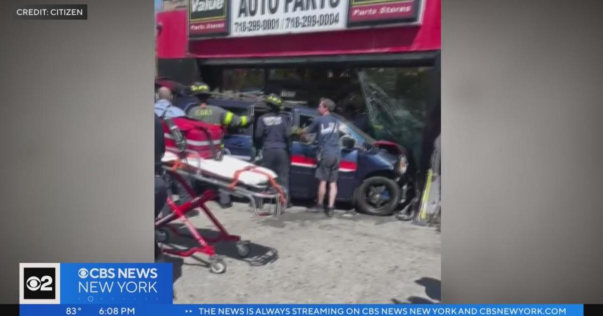 Car Crashes Into Bronx Building; 1 Person Seriously Hurt - CBS New York