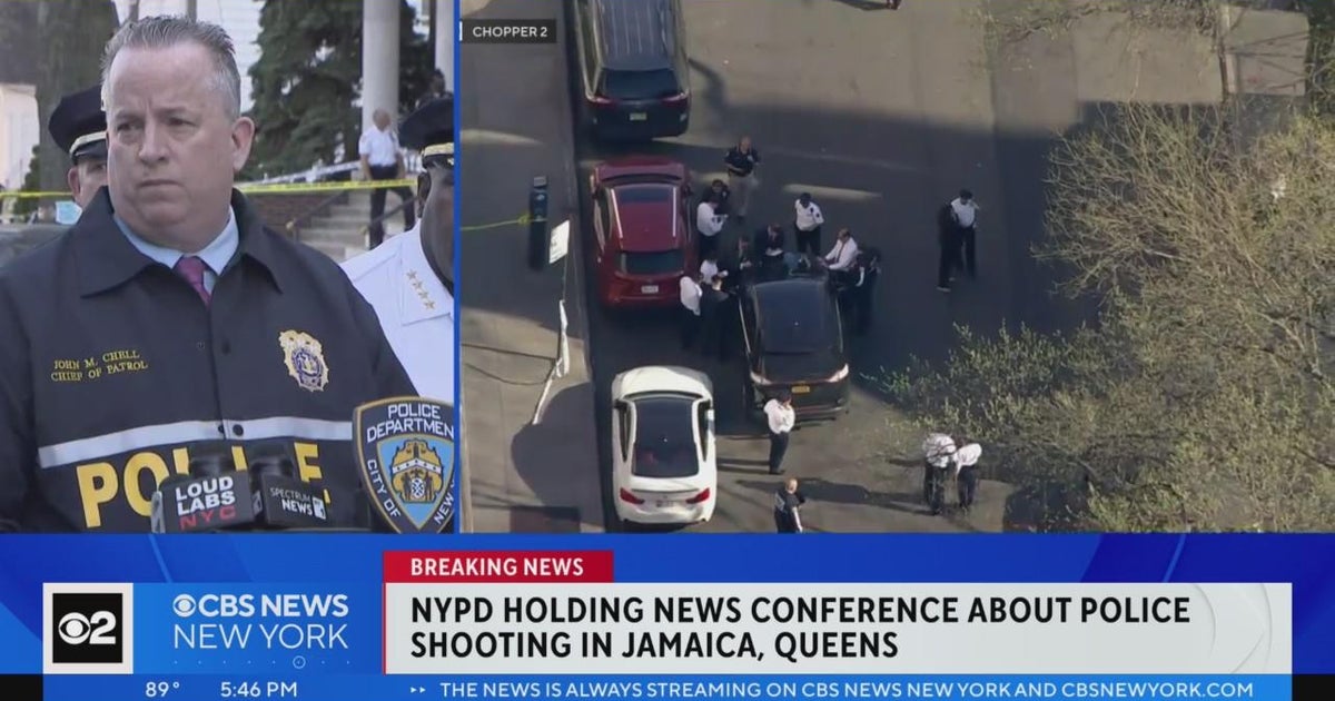 NYPD holding news conference about police shooting in Queens - CBS New York