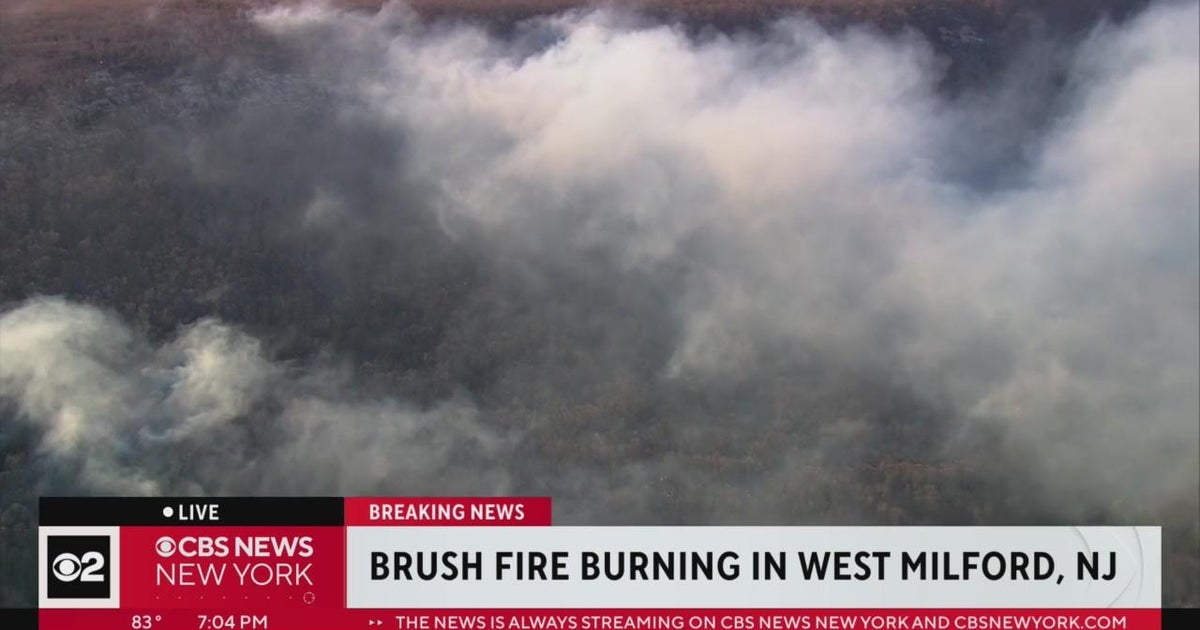 Crews battle wildfire in West Milford - CBS New York
