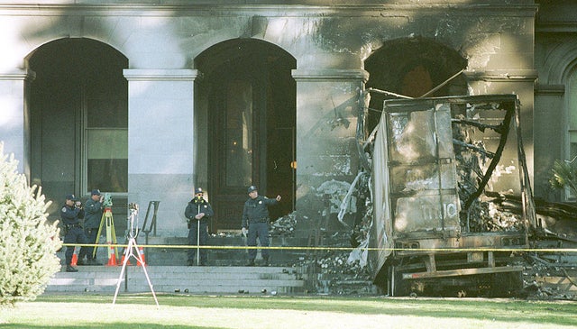 Semi Truck Rams California Capitol Building 