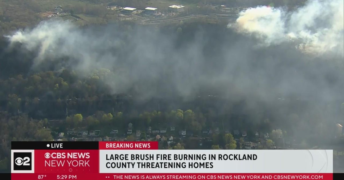 Large brush fire threatening homes in Rockland County CBS New York