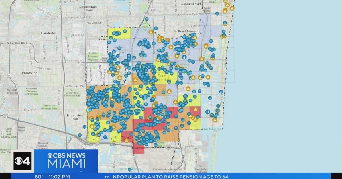 Map shows areas most affected by flooding in Broward County - CBS Miami