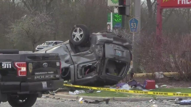 Flashing lights on police car 