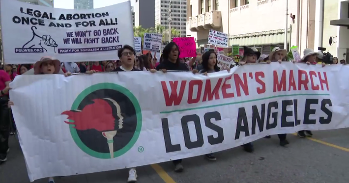 Protesters march downtown LA to voice concerns on possible abortion drug ban - Vimarsana News