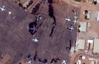 KHARTOUM, SUDAN -- APRIL 17, 2023:  Maxar closer view satellite imagery of destroyed airplanes at Khartoum International Airport in Sudan..   Please use: Satellite image (c) 2023 Maxar Technologies. 