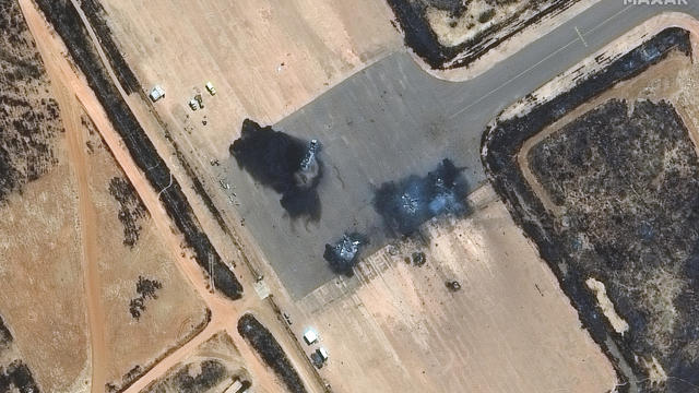 KHARTOUM, SUDAN -- APRIL 17, 2023:  Maxar closer view satellite imagery of destroyed airplanes at Khartoum International Airport in Sudan..   Please use: Satellite image (c) 2023 Maxar Technologies. 