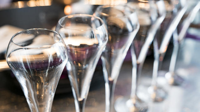 An Row of Champagne Flutes for Celebration Event 