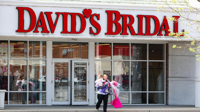 Shoppers exit from David's Bridal Shop near Harrisburg. 