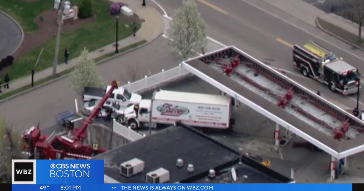 Truck crashes at gas station in Norfolk