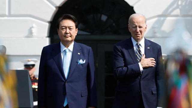 U.S. President Joe Biden hosts South Korea's President Yoon Suk Yeol at the White 