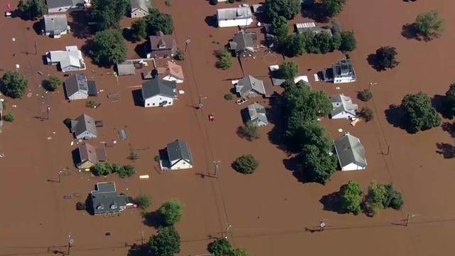 An aerial view of flooding in Manville. 