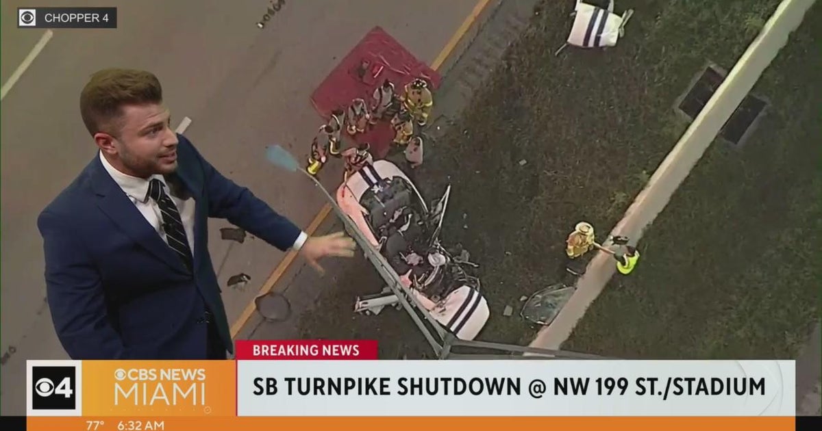 Wrong way crash on Florida Turnpike, two men hurt - CBS Miami