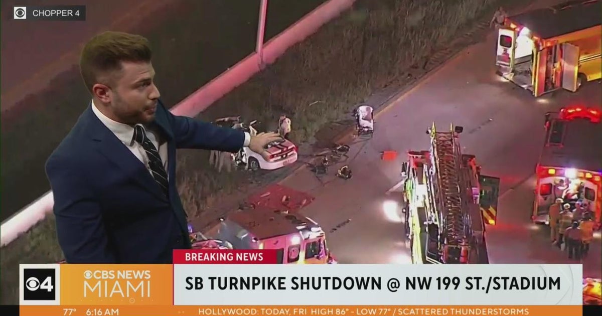 Two hurt in wrong way crash on Florida Turnpike - CBS Miami