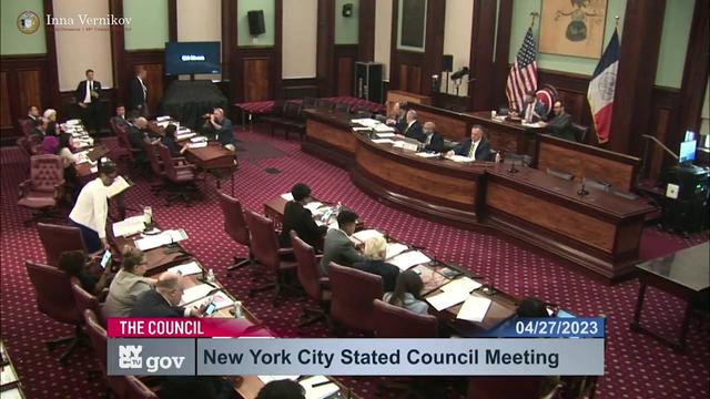 A New York City Council meeting. 